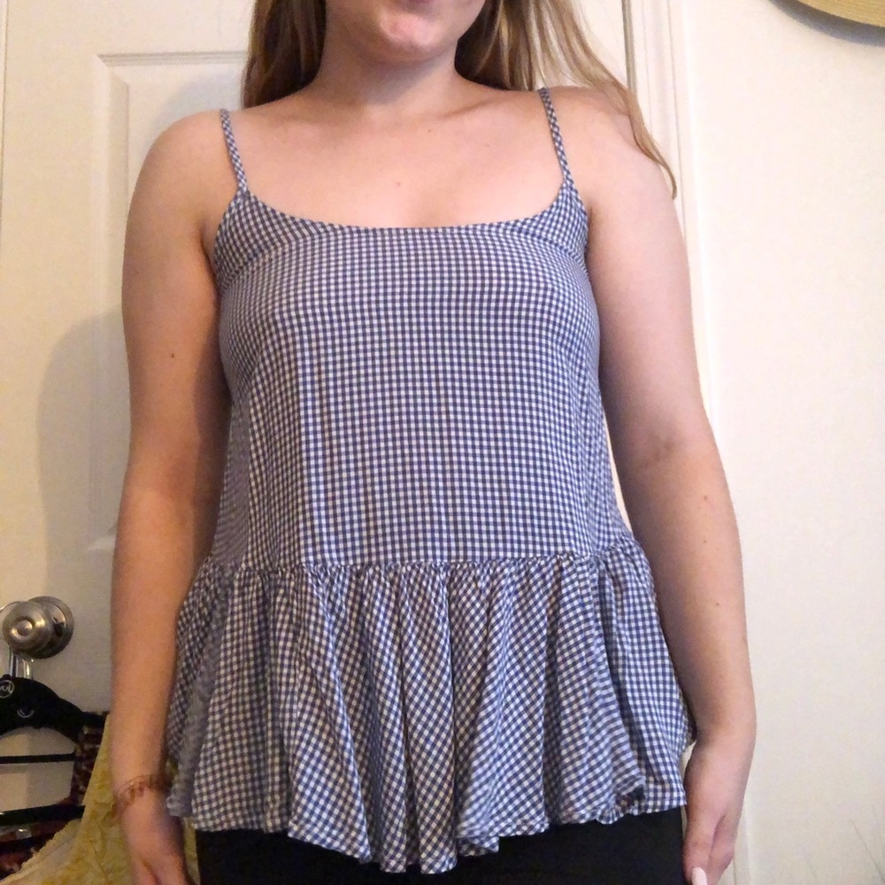Old navy plaid peplum tank top